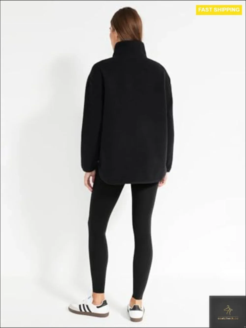 Oversized Sherpa Fleece Jacket Full Zip Stand Collar Y2K Winter Casual